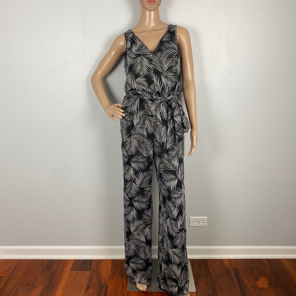 NEW MICHAEL MICHAEL KORS METALLIC PALM LEAF PRINT JUMPSUIT - Picture 2 of 6